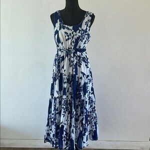 Floral Blue and White Maxi Dress